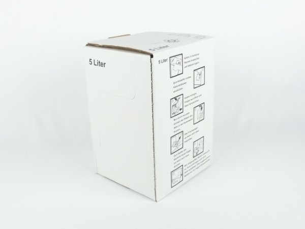 Karton Bag in Box 5 Liter weiss, Saftkarton, Faltkarton, Apfelsaft-Karton, Saftschachtel, Schachtel. - Bild 2